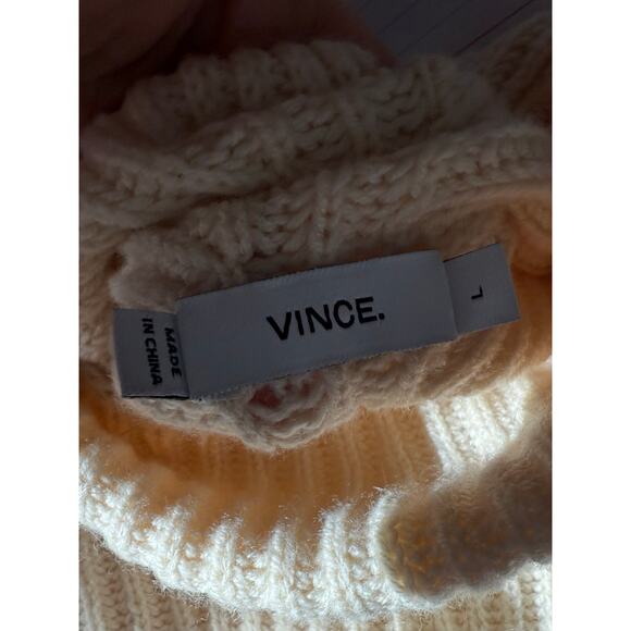 Vince Sweater Women's Large Ribbed Cream Sleeveless Wool Cashmere Blend - Picture 3 of 6